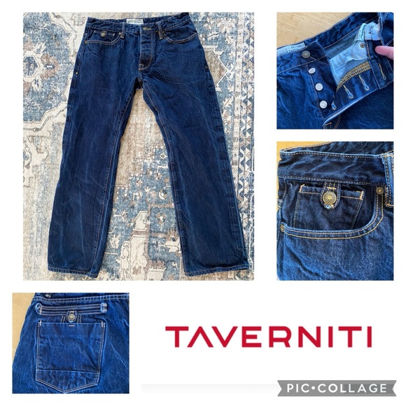 Jimmy Taverniti Denim Jeans. Distressed Wash, Button Fly Anti-Exposure. Size 34. - Picture 2 of 12